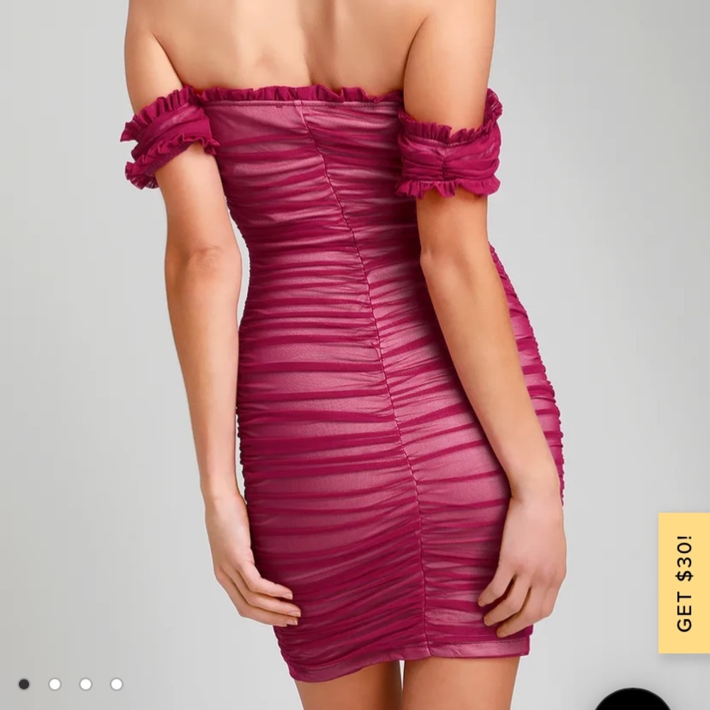 Mesh Ruched Off-the-Shoulder Bodycon Dress - Picture 2 of 4